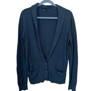 Gap Womens Blue Cardigan Sweater Sz M Cashmere Shawl Collar Mr Rogers Preppy